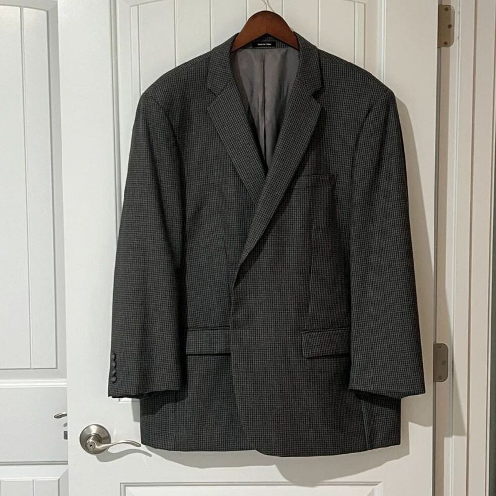 Pronto Uomo Executive Fit 50R Brown/Gray Check Wool Blend Sport Coat Blazer